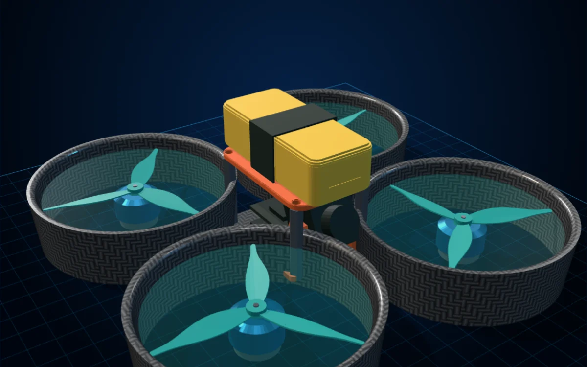 A cinewhoop with ducted props in the preview