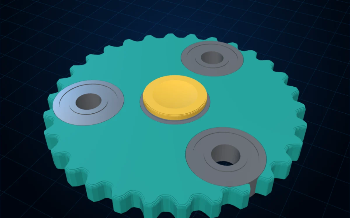 A gear spinner with 608 bearings as weights